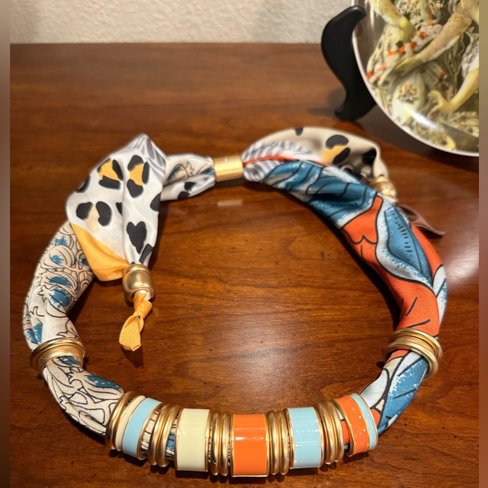 Colorful Silk and Gold-Tone Necklace